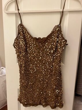 INC International Concepts Brown Sequin Camisole